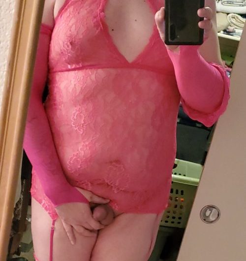 Chubby sissy in pink