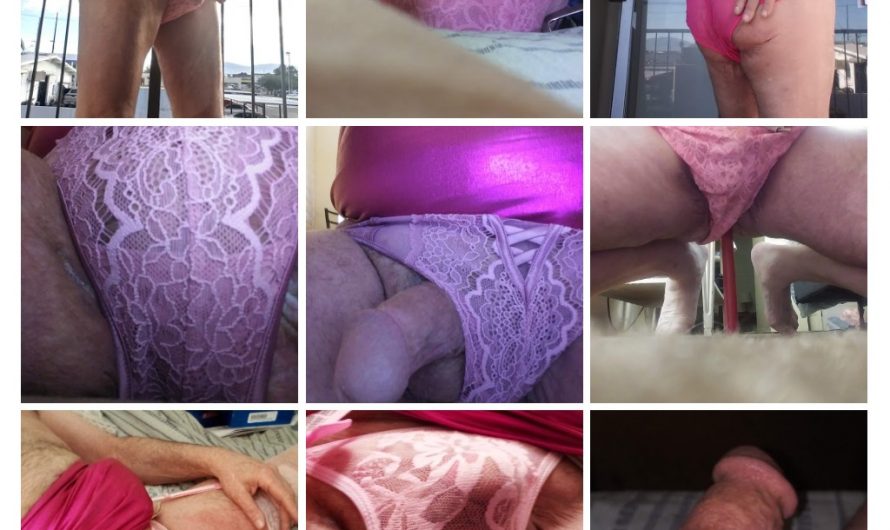 Collage of sissy in pink panties