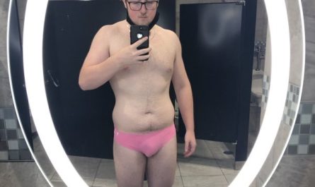 Wearing pink panties in the locker room