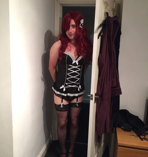 Sissy wannabe dressed up by his girlfriend